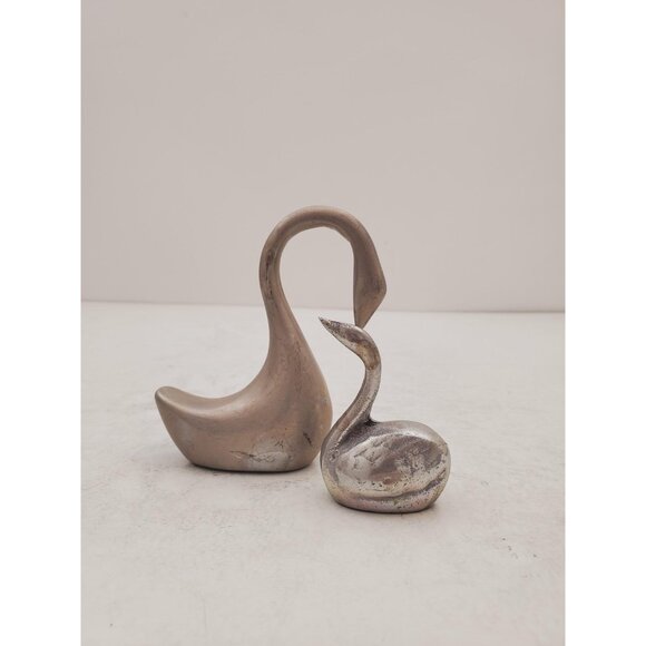 Vintage Hand Cast Aluminum Swans | Vintage Aluminum Swan | Vintage Aluminum - Picture 3 of 10